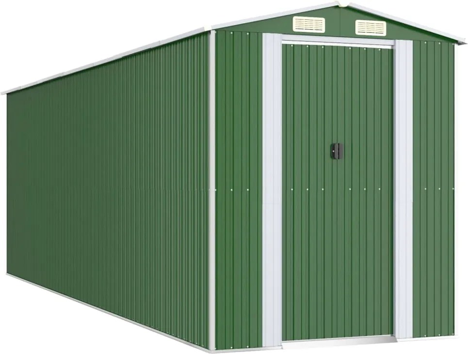 vidaXL zöld horganyzott acél kerti fészer 192x606x223 cm