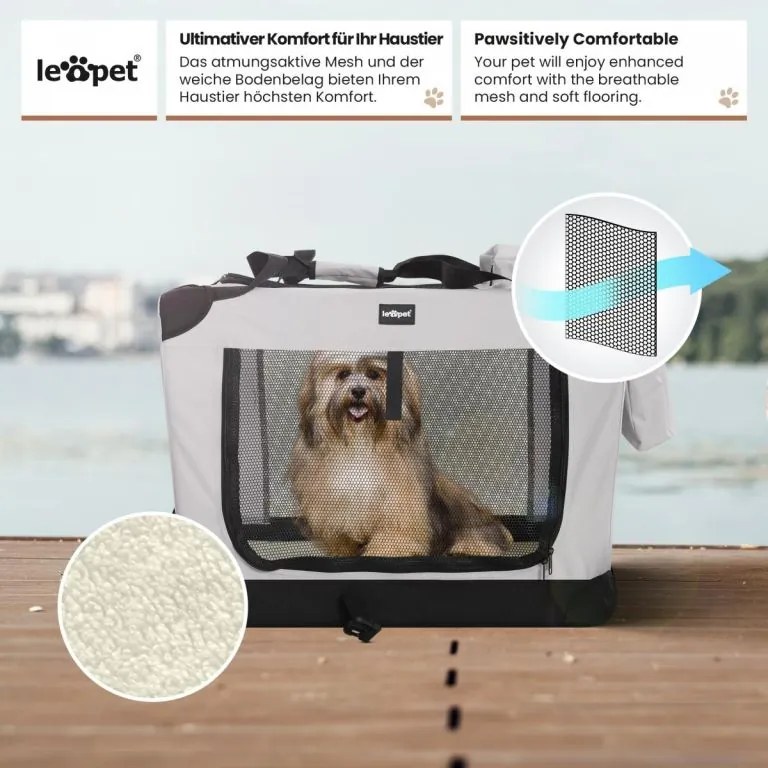 Leopet® Szállító doboz kutyáknak L 70 x 52 x 52 cm szürke