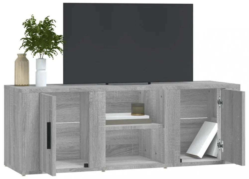 szürke sonoma színű szerelt fa TV-szekrény 100x31,5x35 cm
