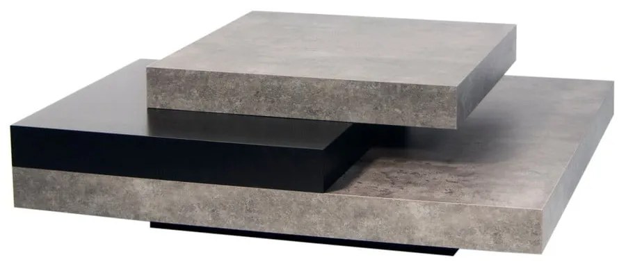 Slate dohányzóasztal beton dekorral, fekete részletekkel - TemaHome