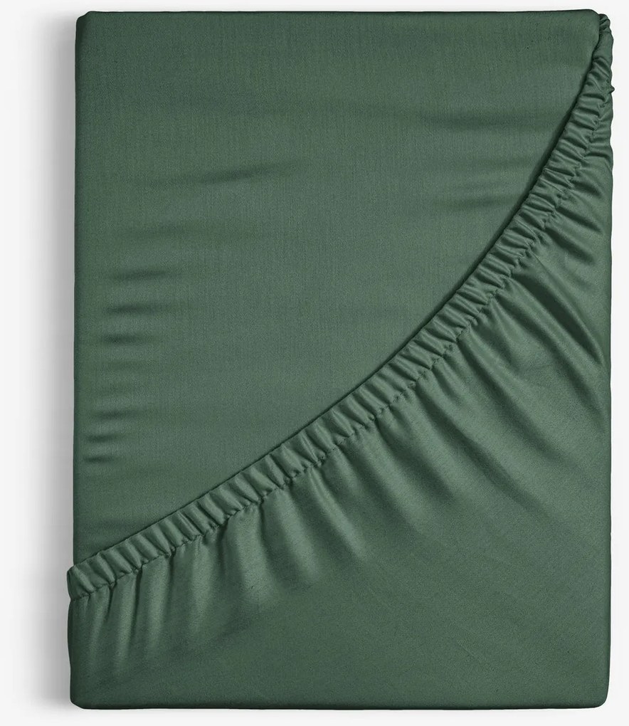 Goldea körgumis pamut lepedő - sötétzöld 90 x 200 cm