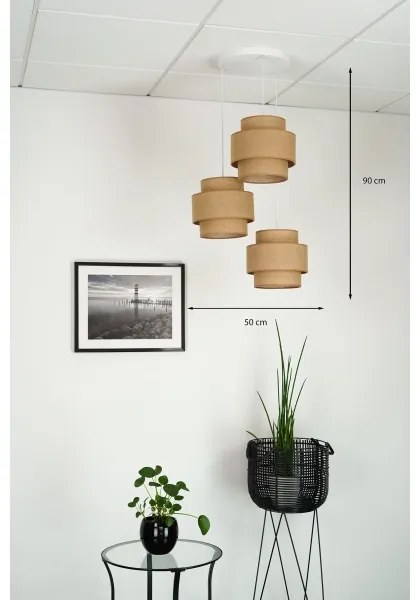 Brilagi - SPACE YUTE 3xE27/15W/230V bézs-fehér függeszték