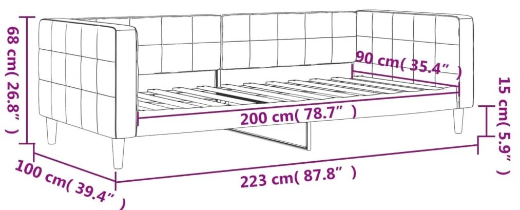 sötétszürke bársony kanapéágy 90x200 cm