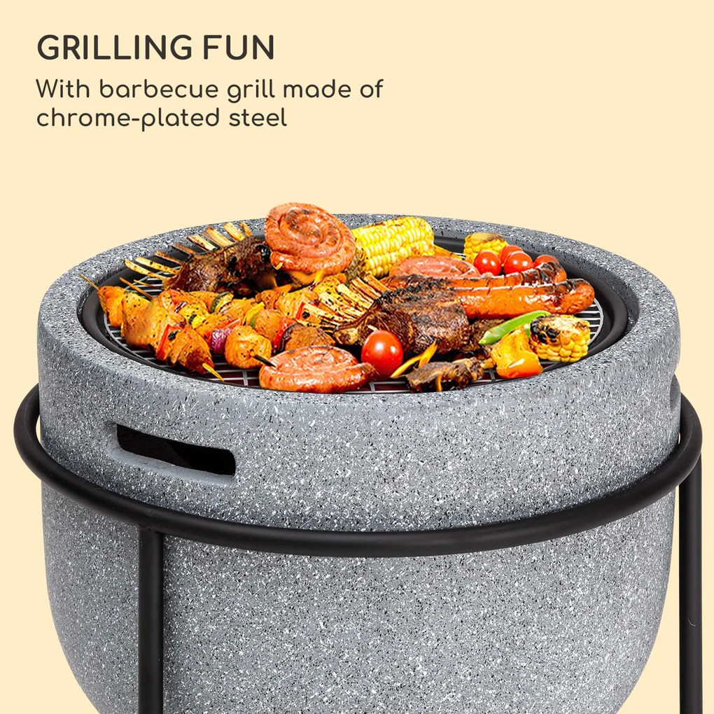 Grail, tűzrakóhely grillel, MGO és acél fedél, szikrafogó