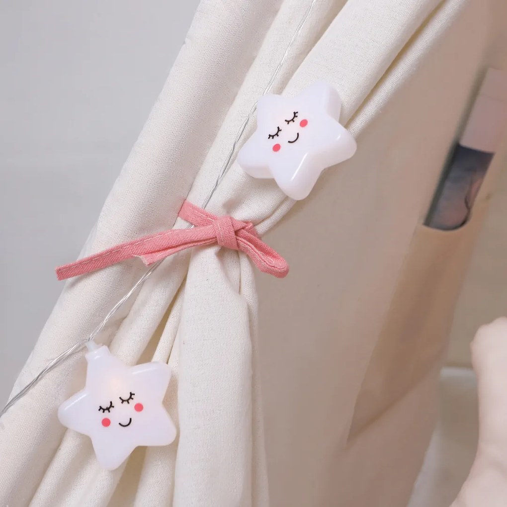 JULIA gyerek teepee sátor, 160x120x120cm, bézs/rózsaszín Jurhan