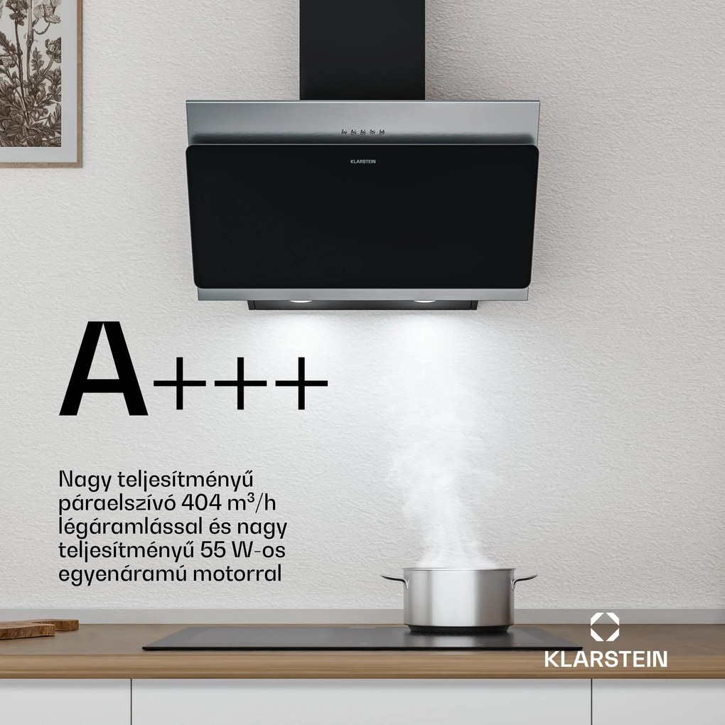 Klarstein Alessia ferde páraelszívó | elszívó és keringtető üzemmód | rozsdamentes acél | 404 m³/h | 60 cm