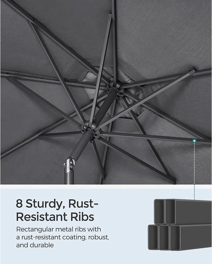 Kerti napernyő, kültéri napernyő 30°-ban dönthető, szürke