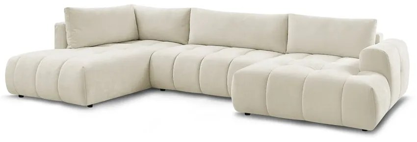 Bézs kinyitható-tárolóhelyes sarokkanapé (bal oldali-U alakú) Fuji – Bobochic Paris