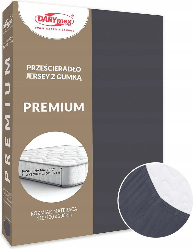 Gumis pamut lepedő 180x200 Jersey Magas Grammsúly antracit