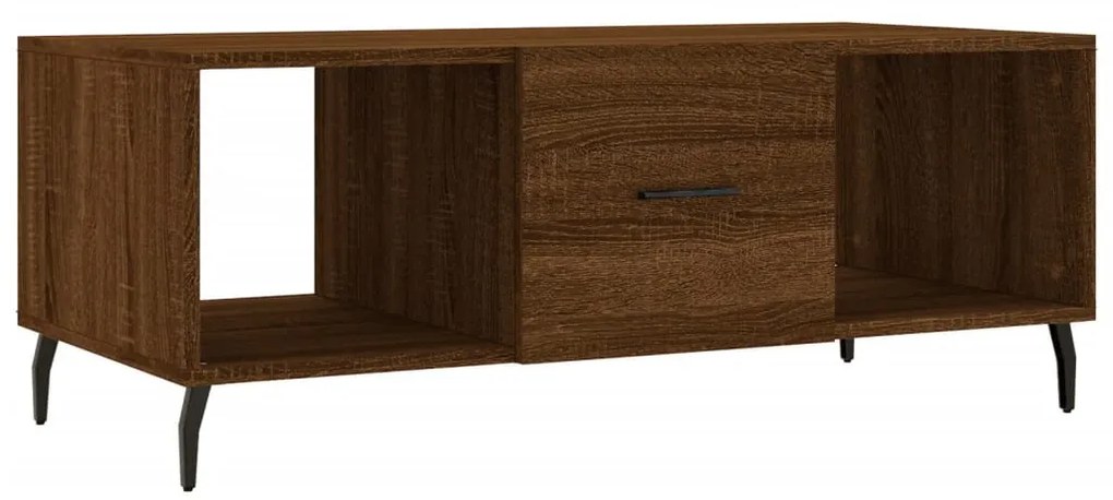 Barna tölgyszínű szerelt fa dohányzóasztal 102 x 50 x 40 cm