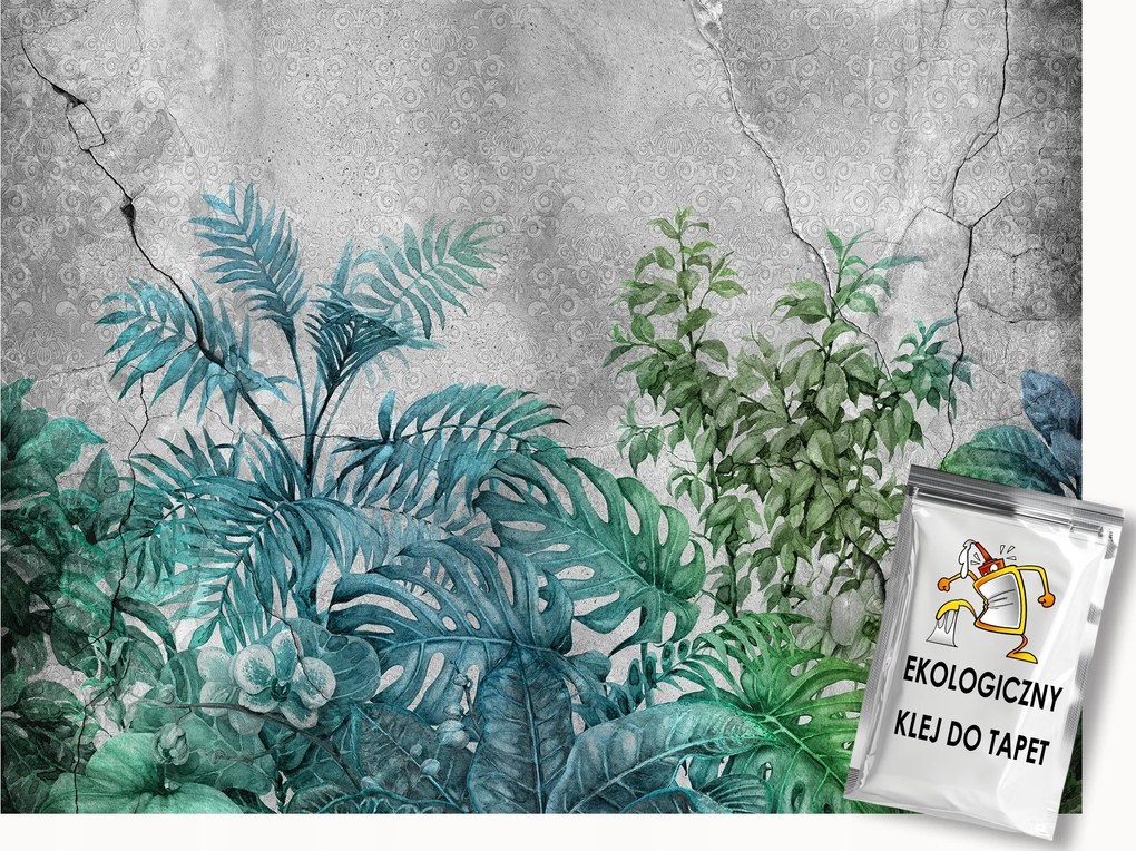 Fotótapéta Flizelina Trópusi Levelek Szürke Loft Industrial 100x75 ragasztó