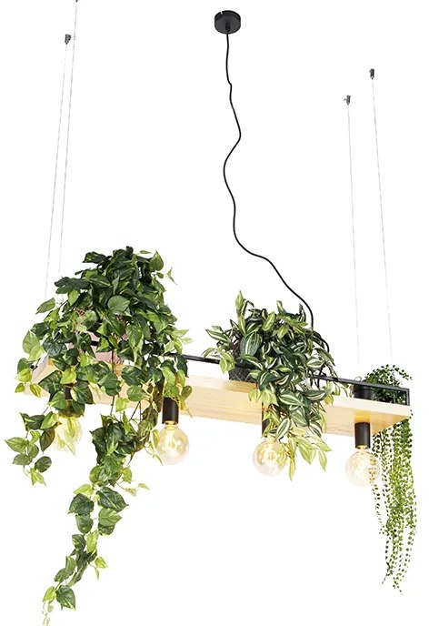 Ipari lógólámpa fekete fával 4-lámpás - Shelf