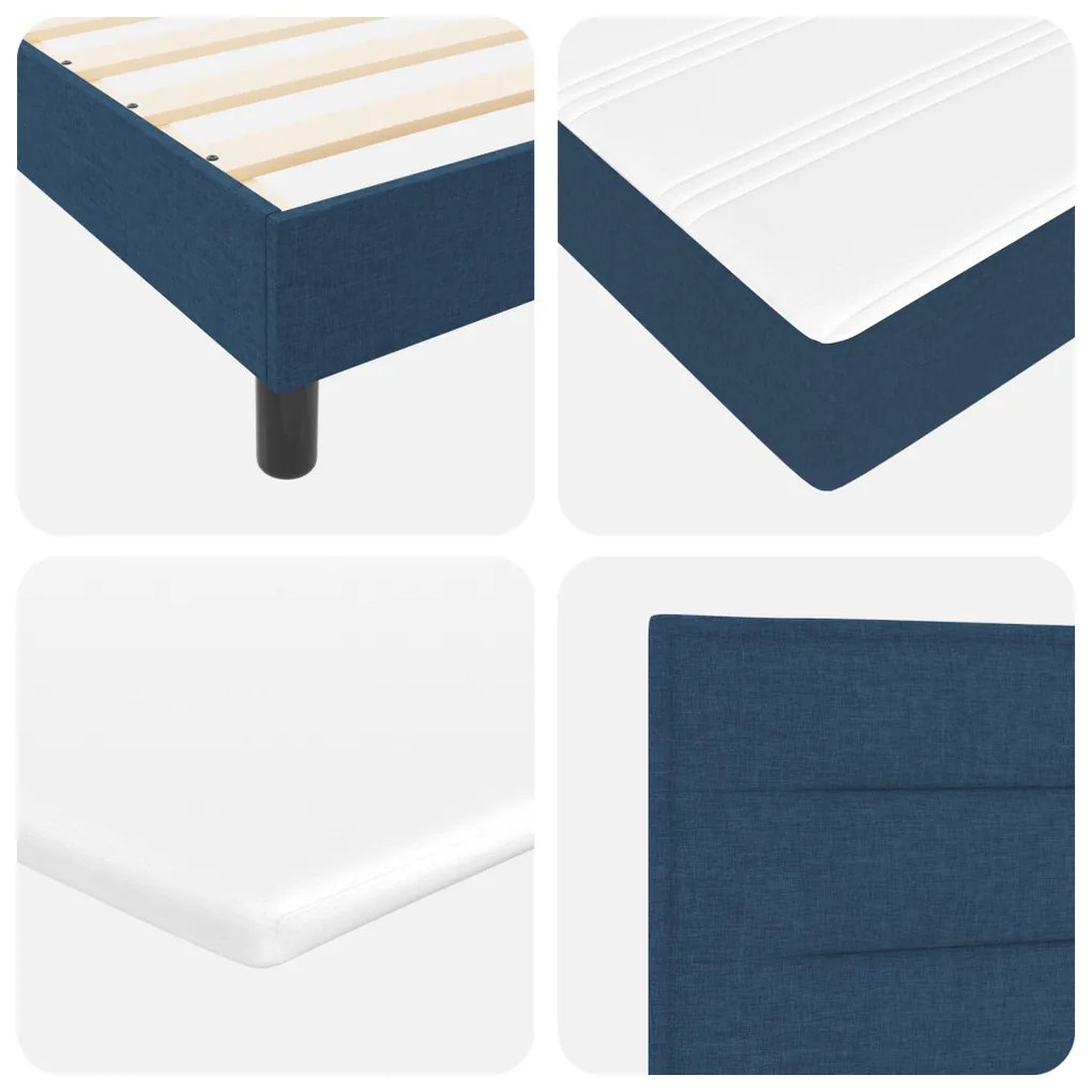 Boxspring Ágy Matrac Kék 140x190 cm Textil
