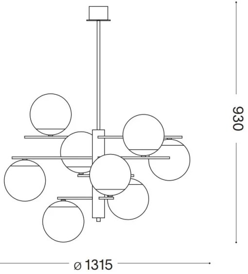 Ideal Lux - Csillár rúdon GOURMET 9xE14/28W/230V átm. 131,5 cm arany