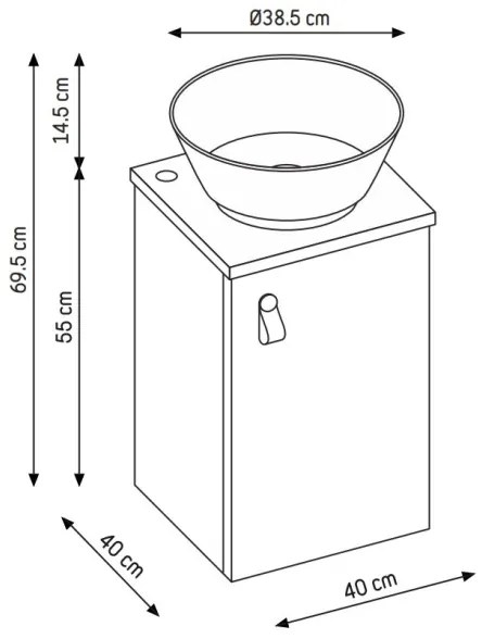 TAARNHOLM szürke mosdószekrény mosdóval