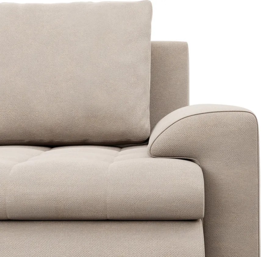 Tokio U alakú sarokkanapé, 3 ágyneműtartóval, bársony, univerzális oldal, bézs