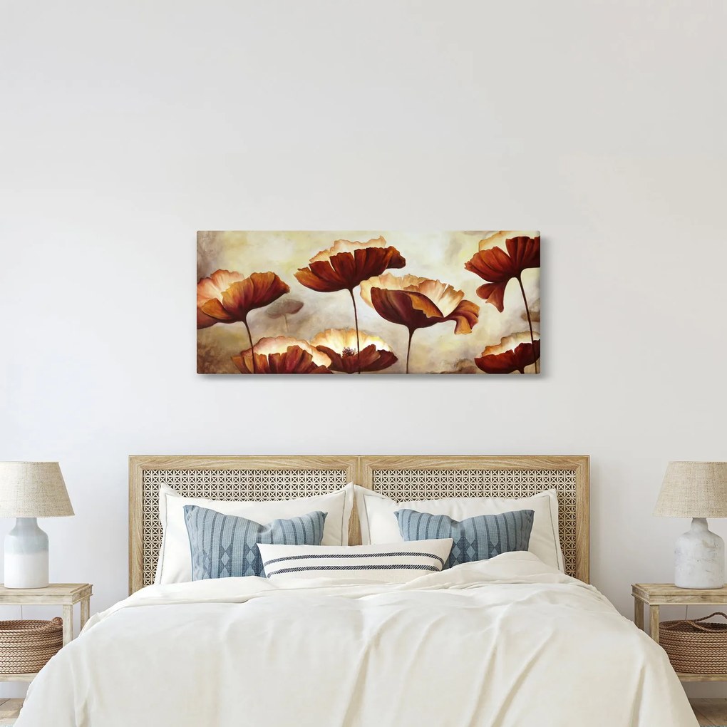 Piros virágok képe (120x50 cm)