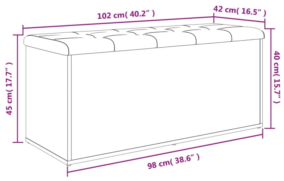 fekete szerelt fa tárolópad 102 x 42 x 45 cm