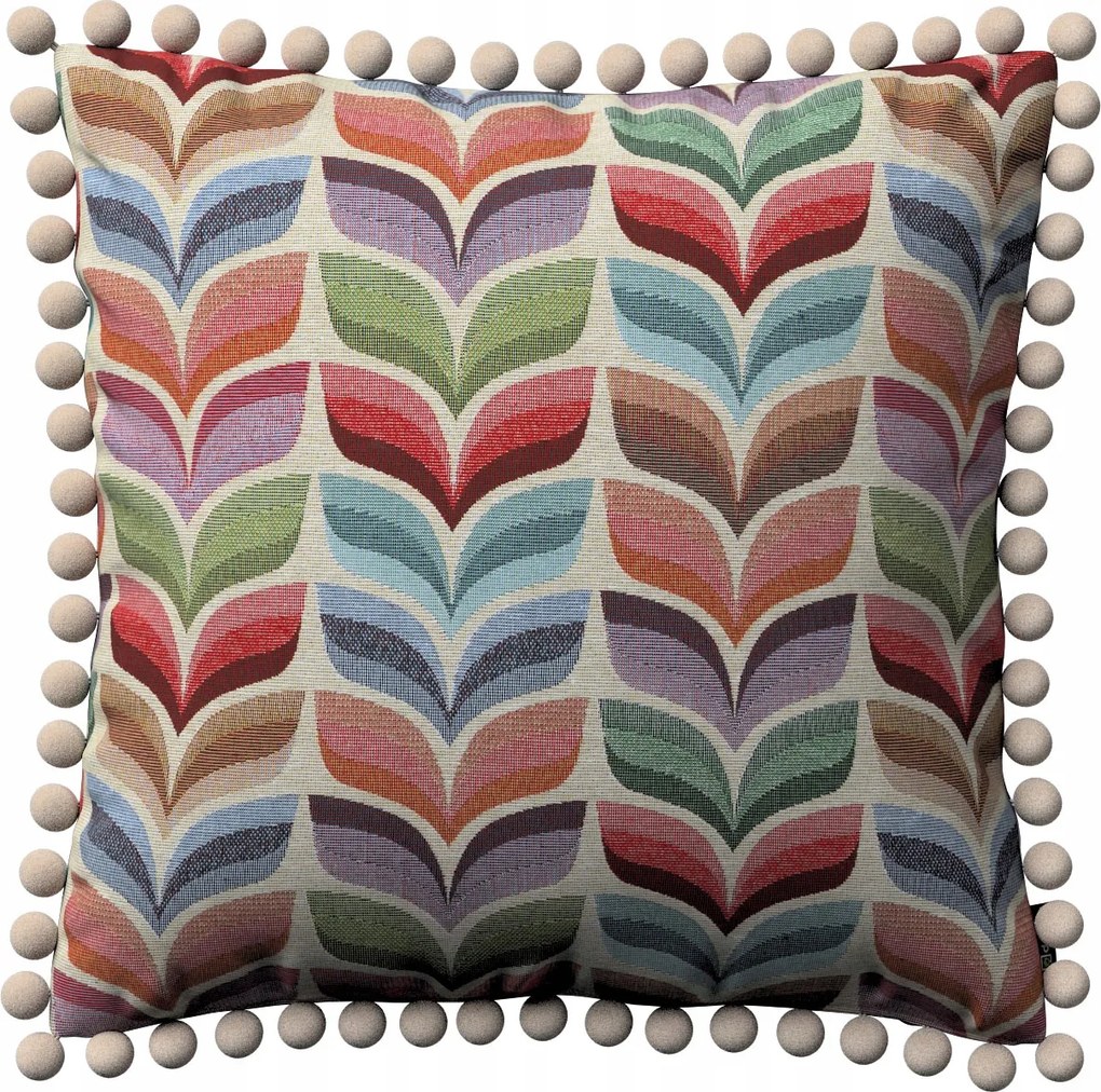 Párnahuzat 45x45 rózsaszín-kék növényi motívum