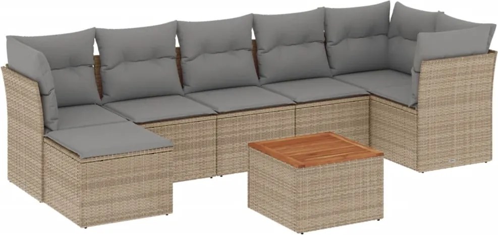 vidaXL 8 részes bézs polyrattan kerti ülőgarnitúra párnával
