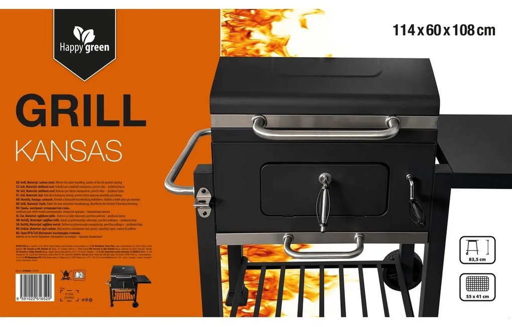 Happy Green Kansas faszénes grill, 114 x 117 x 67cm