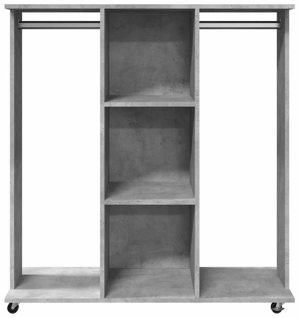 betonszürke szerelt fa ruhásszekrény kerékkel 102 x 38 x 110 cm