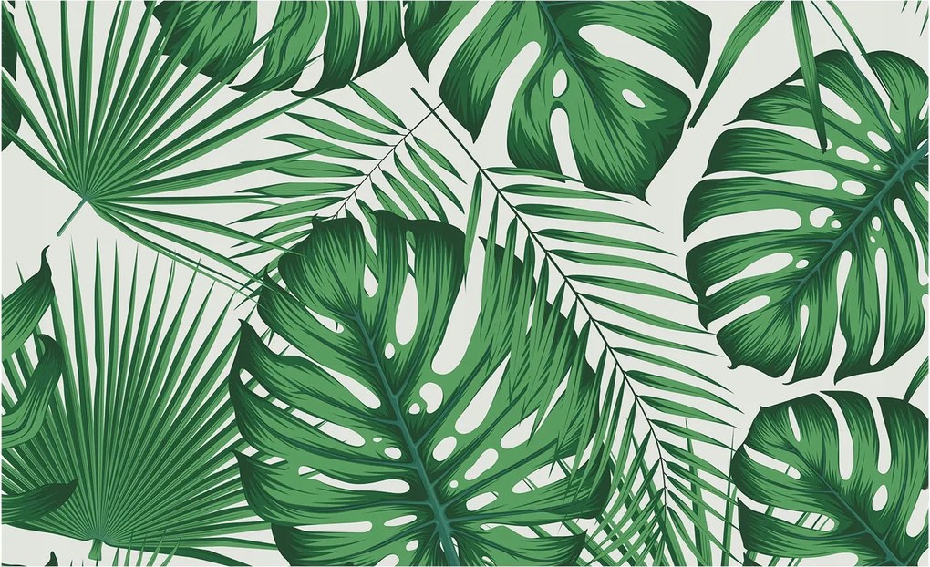 Divatos Flizelin Tapéta Fali Furnér Trópusi levelek 416x254 Ragasztó