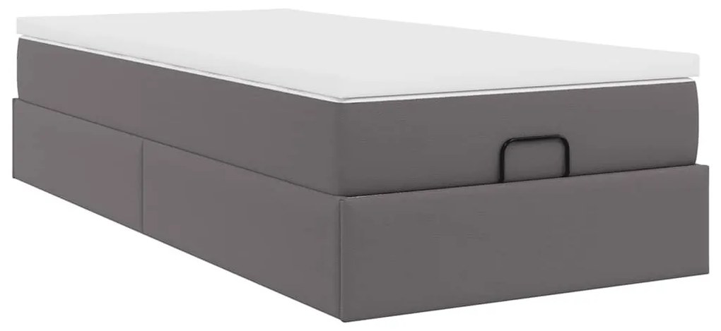 Ottomán ágykeret matraccal Szürke 90x200cm műbőrrel