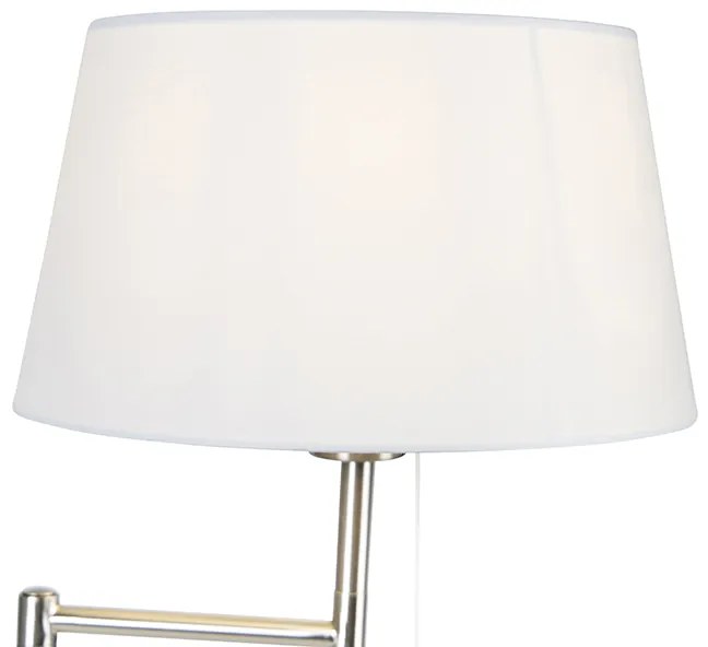 Klasszikus állólámpa acélból, fehér állítható búrával - Ladas