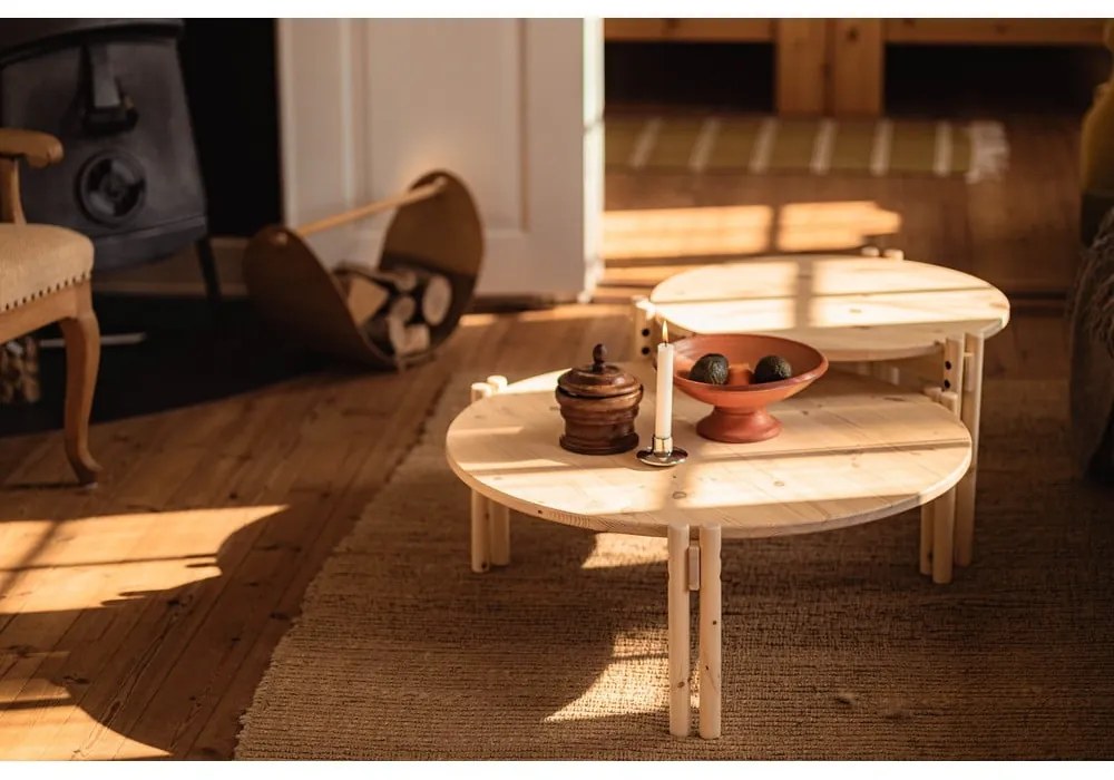 Zöld borovi fenyő kerek dohányzóasztal ø 80 cm Sticks – Karup Design