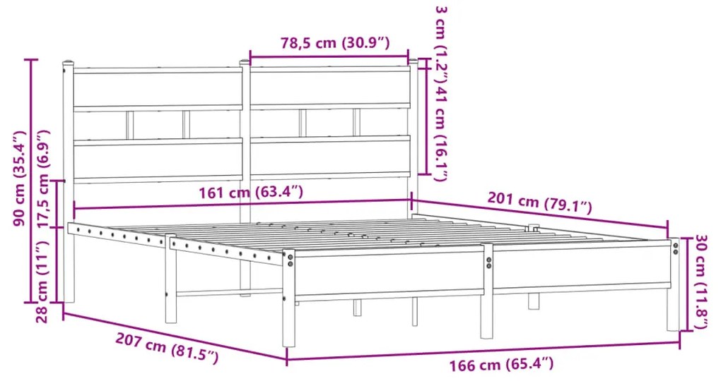 sonoma tölgy színű fejtámlás ágykeret matrac nélkül 160x200 cm