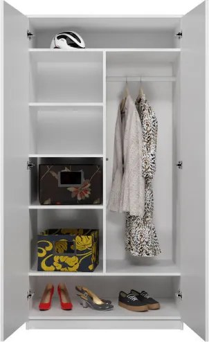 SD-90 gardróbszekrény akasztós és polcos résszel, fehér