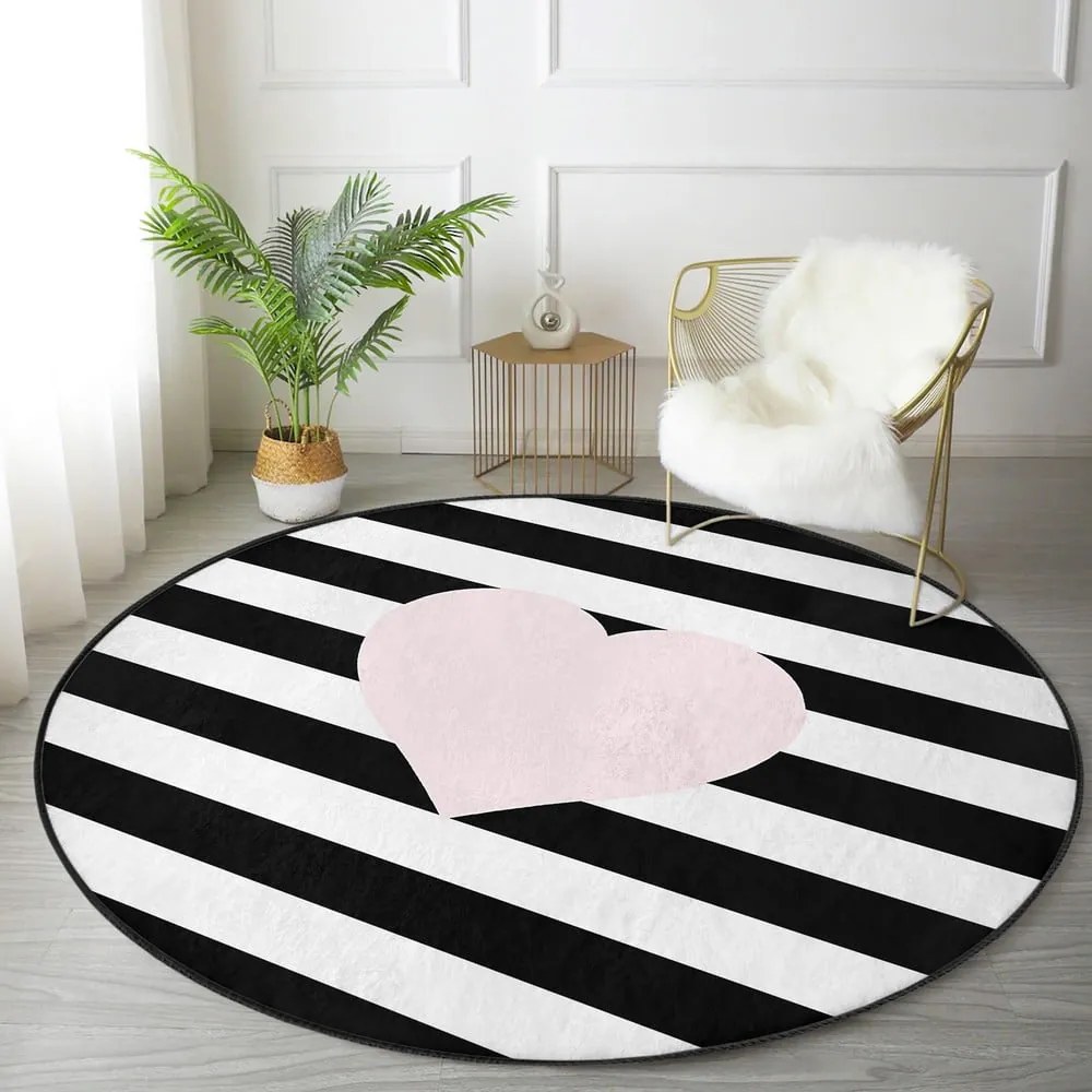 Fekete-fehér gyerek szőnyeg ø 120 cm Comfort – Mila Home