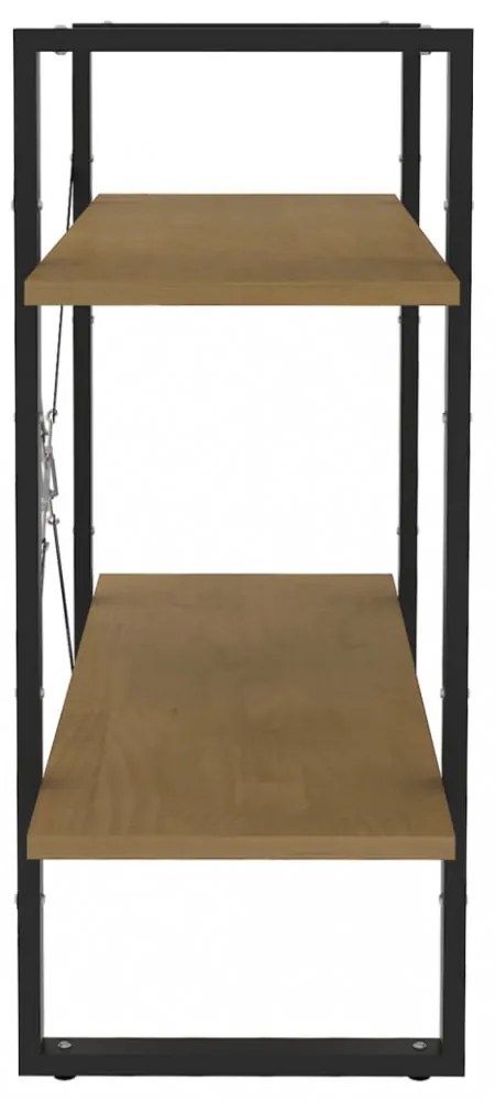 kétszintes barna tömör fenyőfa könyvszekrény 80 x 30 x 70 cm