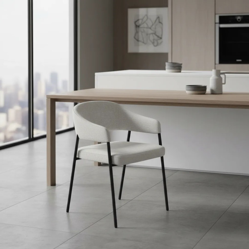 Dizájner étkezőszék, világosszürke/fekete, NIZAR TYP 2