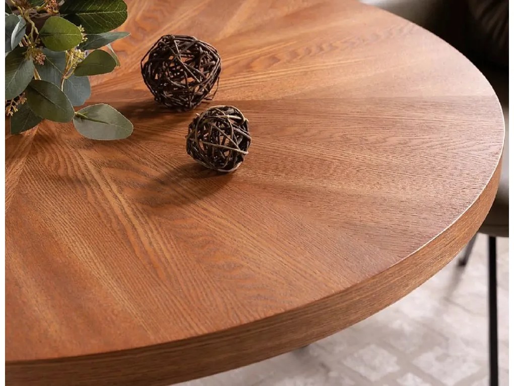 Kerek étkezőasztal AMADEO 100x100 cm, dió dekorációval
