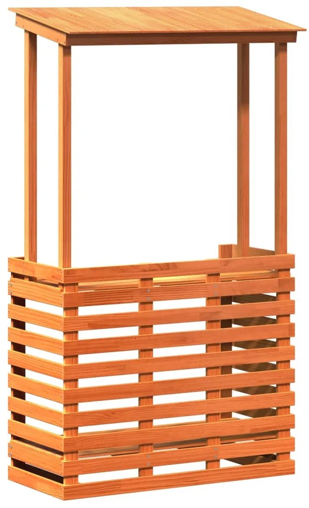 viaszbarna kültéri tömör fa bárasztal tetővel 112,5x57x195,5 cm