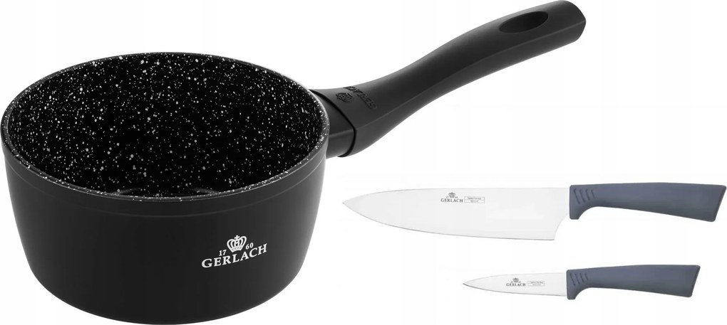 Serpenyő Fazék Gerlach Granitex 1,5L Séf Kés Zöldséghámozó Kés