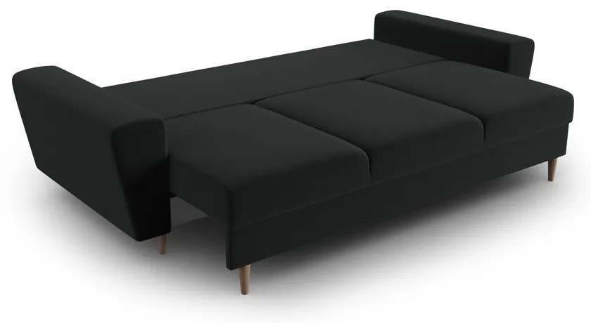 Fekete bársony kinyitható tárolóhelyes kanapé 235 cm Kyoto – Cosmopolitan Design