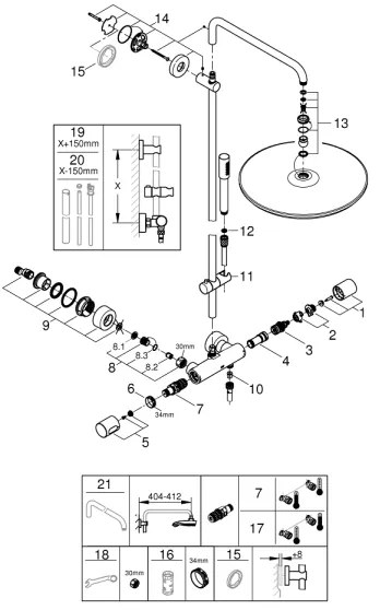GROHE 27174001 - RAINSHOWER SYSTEM 400 450 mm zuhanyrendszer, magasfényű króm