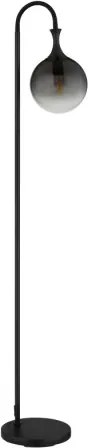 Globo 15885S Állólámpa fém fekete matt, füstszínű üveg búra, fekete PVC kábel, lábpedálos kapcsoló a kábelen, HxSzxM: 290x250x1520mm, kábel hossza 1800mm, 1x E27 LED 10W 230V izzó nélkül