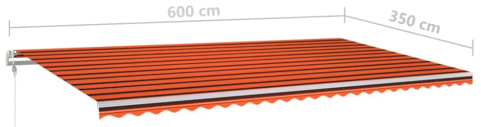 narancssárga-barna kézzel kihúzható LED-es napellenző 6 x 3,5 m