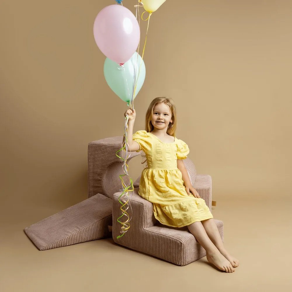 Khaki kordbársony habszivacs játszótér 4 db-os magasság 30 cm 45x170 cm Montessori – Meowbaby