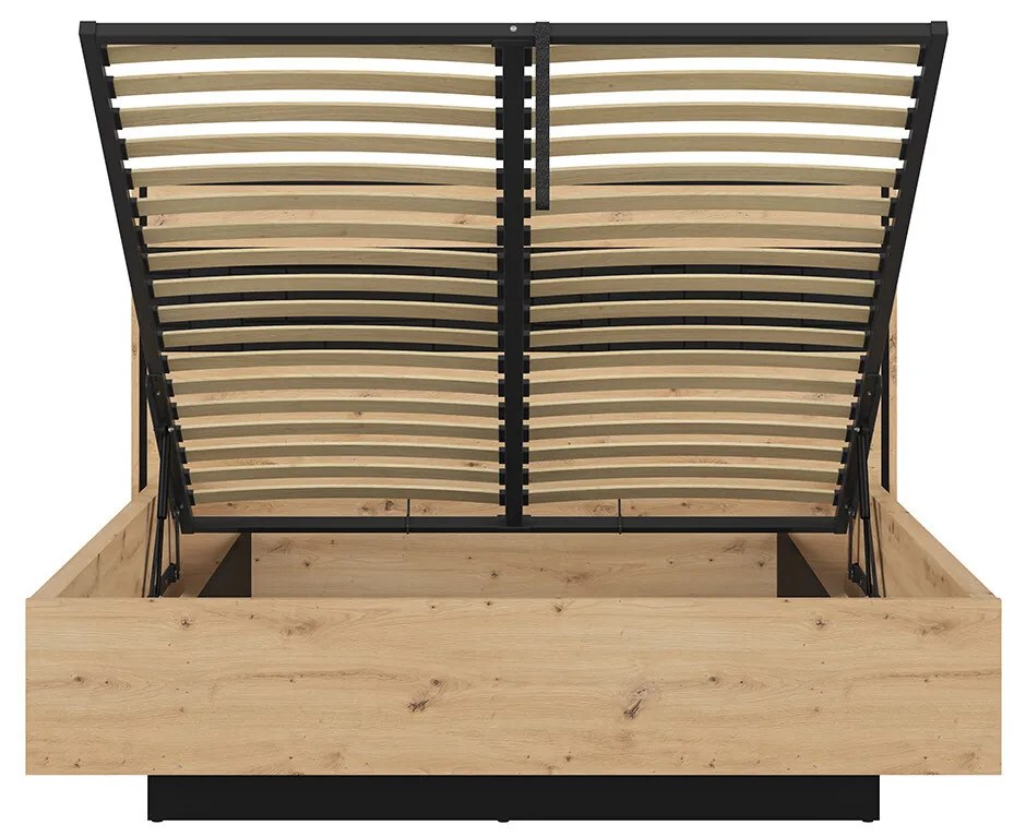 Franciaágy 160 cm Pont LOZ/160 (ágyráccsal)  (artisan tölgy + matt fekete). Akció -18%. 1063045