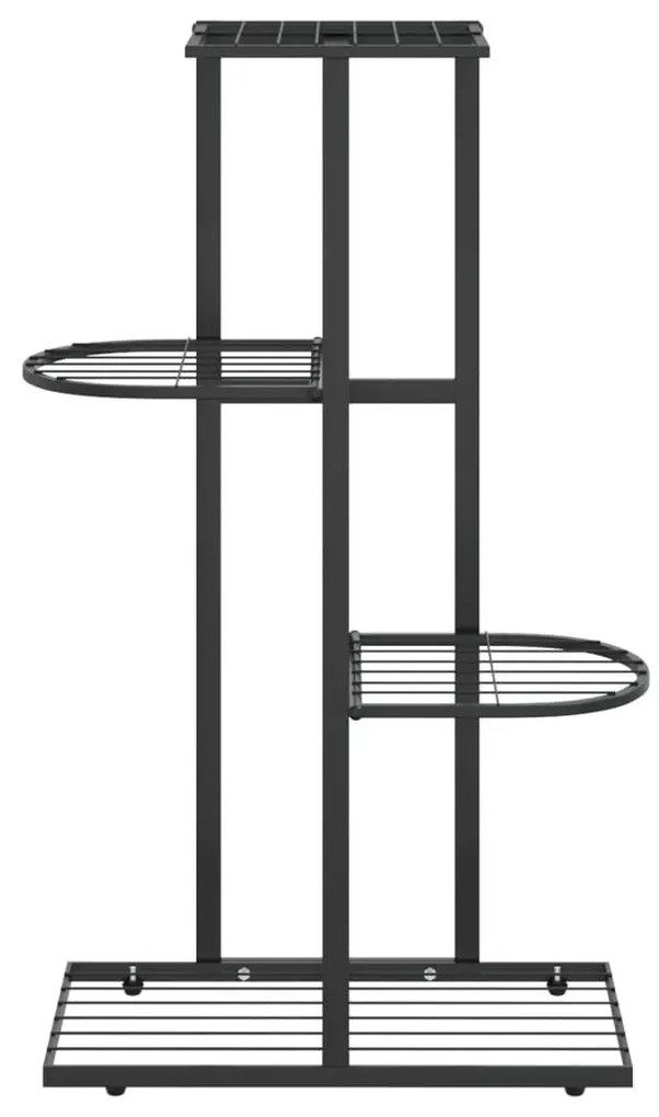 Fekete 4 szintes acél virágtartó állvány 43 x 22 x 76 cm