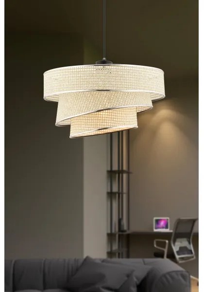 Kábeles csillár COUPER 1xE27/60W/230V, krémszínű/fényes króm