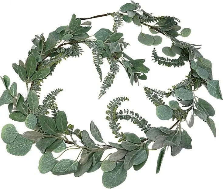 Eukaliptusz öregember girland 180 cm zöld fehérített