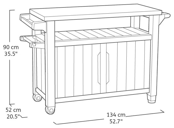 Tárolóasztal grillezéshez 134x52 cm Unity – Keter