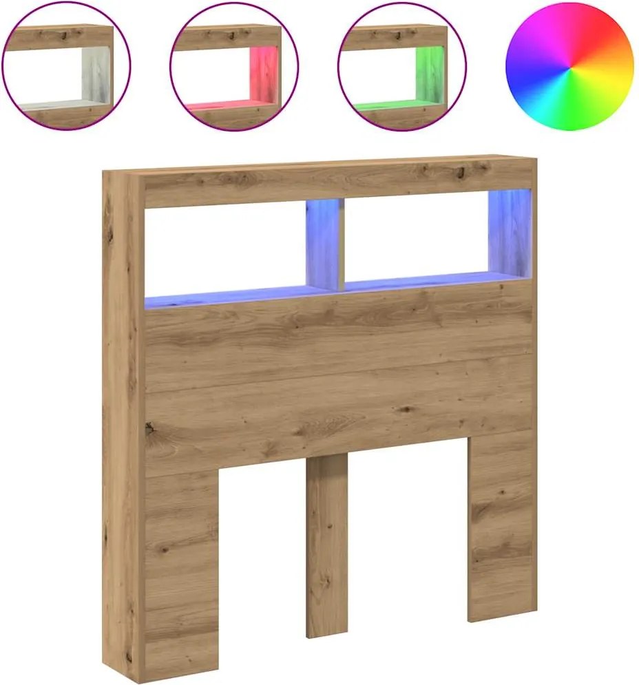 vidaXL kézműves tölgy áthidalószekrény LED-ekkel 100 x 17 x 102 cm