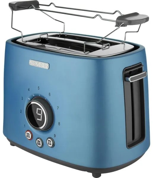 Sencor - 2 szeletes pirító melegítőráccsal 1000W/230V kék